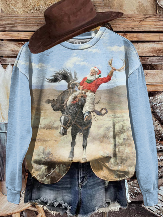 Vintage Western Cowboy Print Sweatshirt