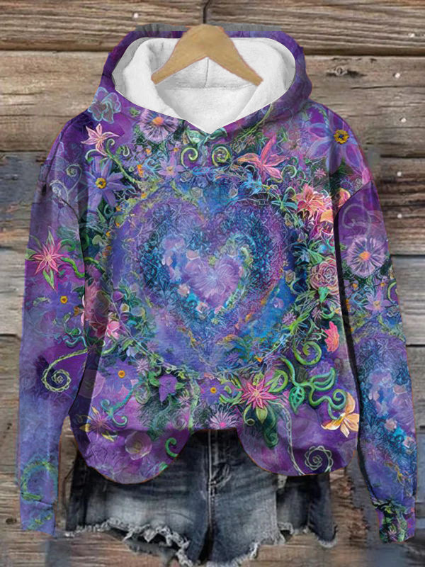 Vintage Botantical Pattern Art Print Casual Hoodie