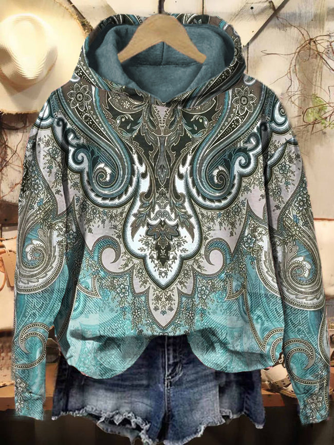 Vintage Boho Pattern Art Print Casual Hoodie