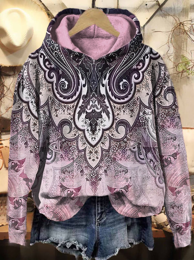 Vintage Boho Pattern Art Print Casual Hoodie