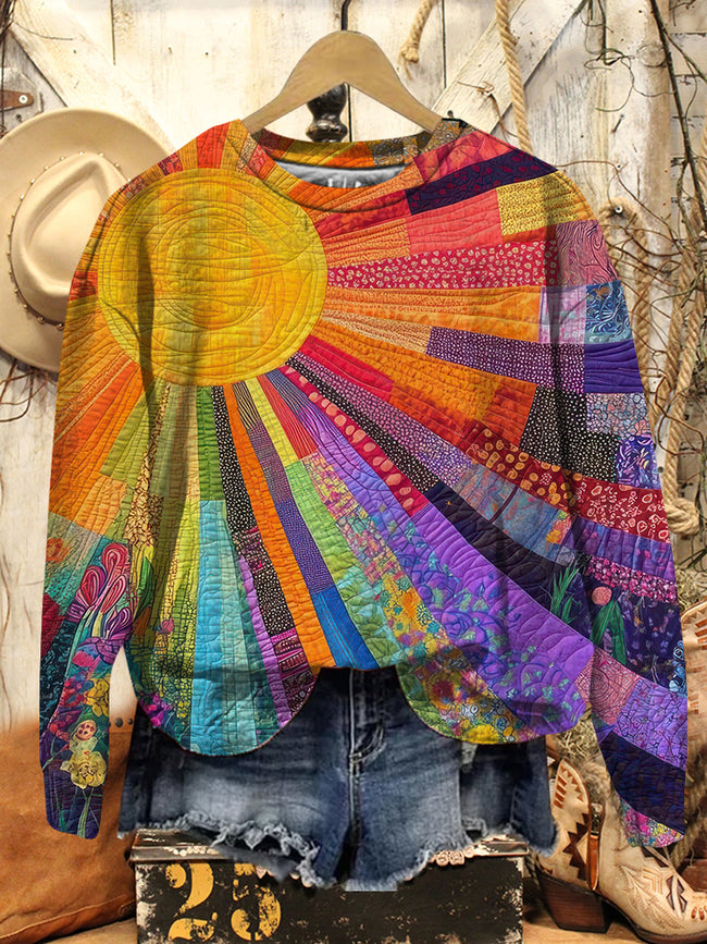 Retro Colourful Sunrise Art Print Casual Sweatshirt