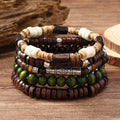 Multi-Layer Elastic Thread Wooden Bead Coconut Shell Bracelet