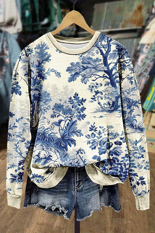 Toile Print Long Sleeve Sweatshirt