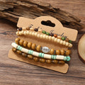 Colorful Wooden Beads Small Flower Elastic Wire Five-piece Bracelet