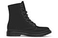 Pitch Black Boots - Vegan Leather Doc-Style Boots with Durable Stitched on Soles