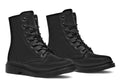 Pitch Black Boots - Vegan Leather Doc-Style Boots with Durable Stitched on Soles