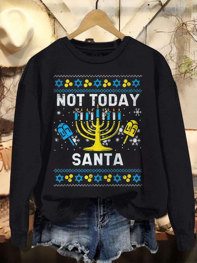 Happy Hanukkah Print Casual Sweatshirt