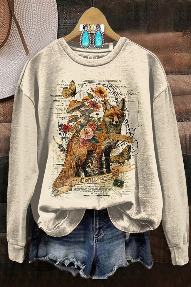 Vintage animal print casual casual sweatshirt