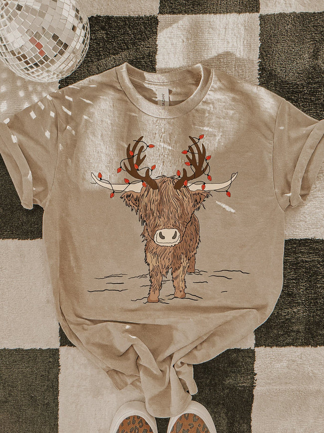 Vintage Christmas Highland Cow Print Classic T-shirt