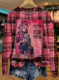 Vintage print casual plaid shirt