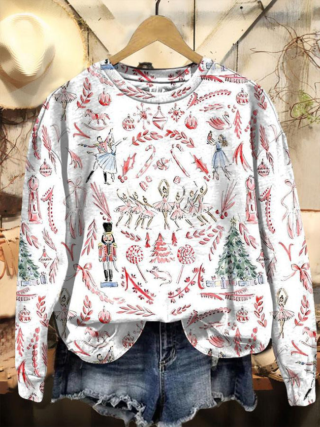 Vintage Christmas Nutcracker Printed Casual Sweatshirt