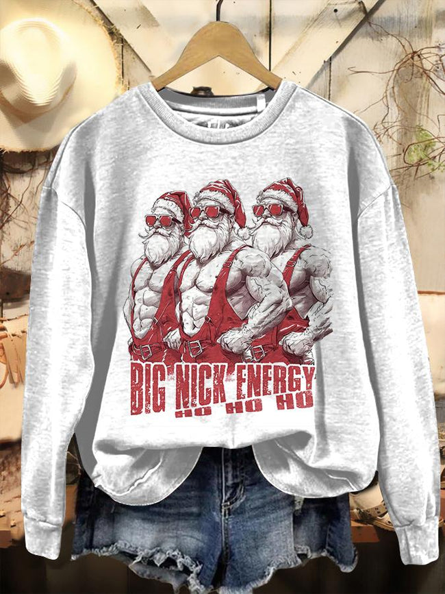 Vintage Big Nick Energy Ho Ho Ho Christmas Print Casual Sweatshirt