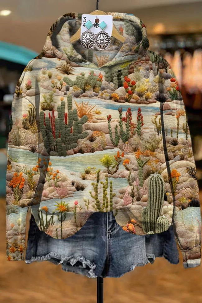 Vintage Western Art Print Casual Sweatshirt Hoodie